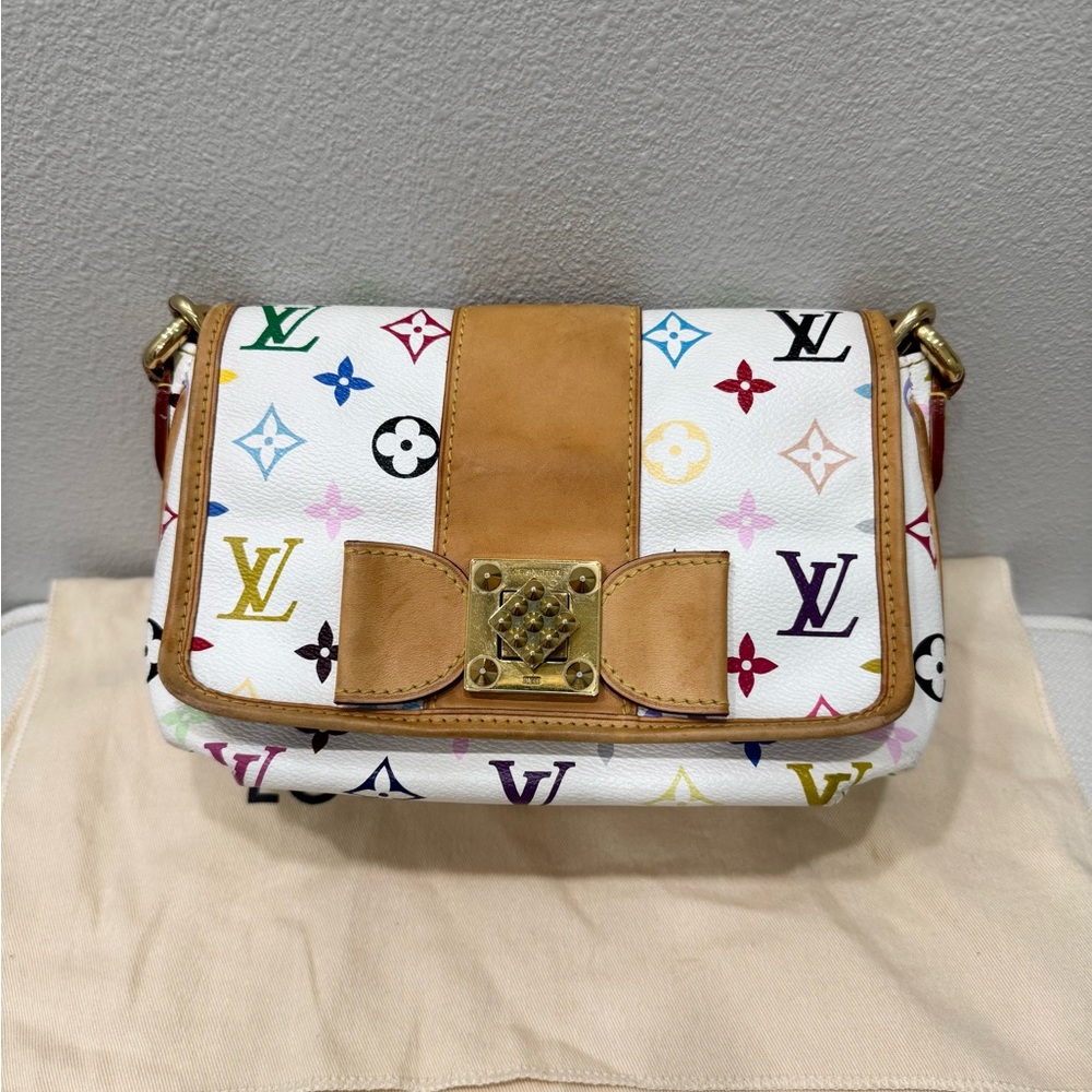 Louis Vuitton White Multicolor Murakami Monogram Patti Shoulder Bag